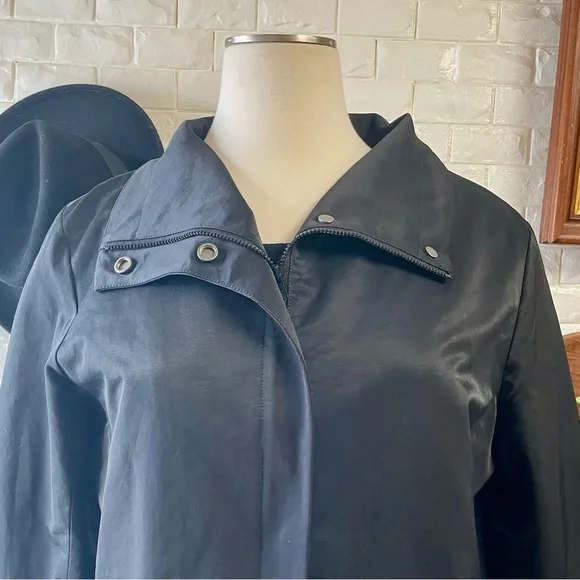 EILEEN FISHER Cotton Nylon Stand Collar Coat
Black Mid-Length Jacket Size M - Picture 5 of 16